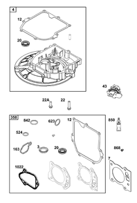 Crankcase Cover/Sump Group Diagram and Parts List for 08P602-0029-H5 020000 - 09Z999 Briggs and Stratton Engine